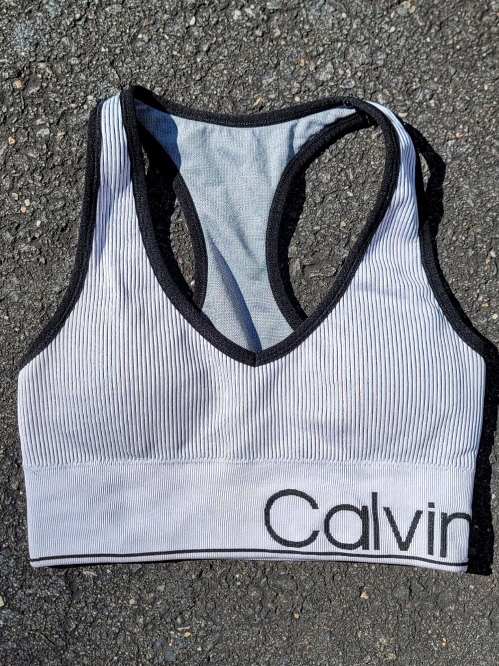 【 Calvin Klein Performance ribbed knit grey sports bra 】